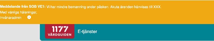 Meddelande till invånare Meddelandet ser ut så här för de invånare som har startade moment på enheten: Det går att klicka bort, men kommer tillbaka nästa gång invånaren loggar in under den tid som du