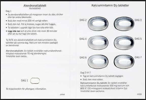 Osteoporos Tridepos kombinationsförpackning rekommenderas i första hand istället för separat bisfosfonat och