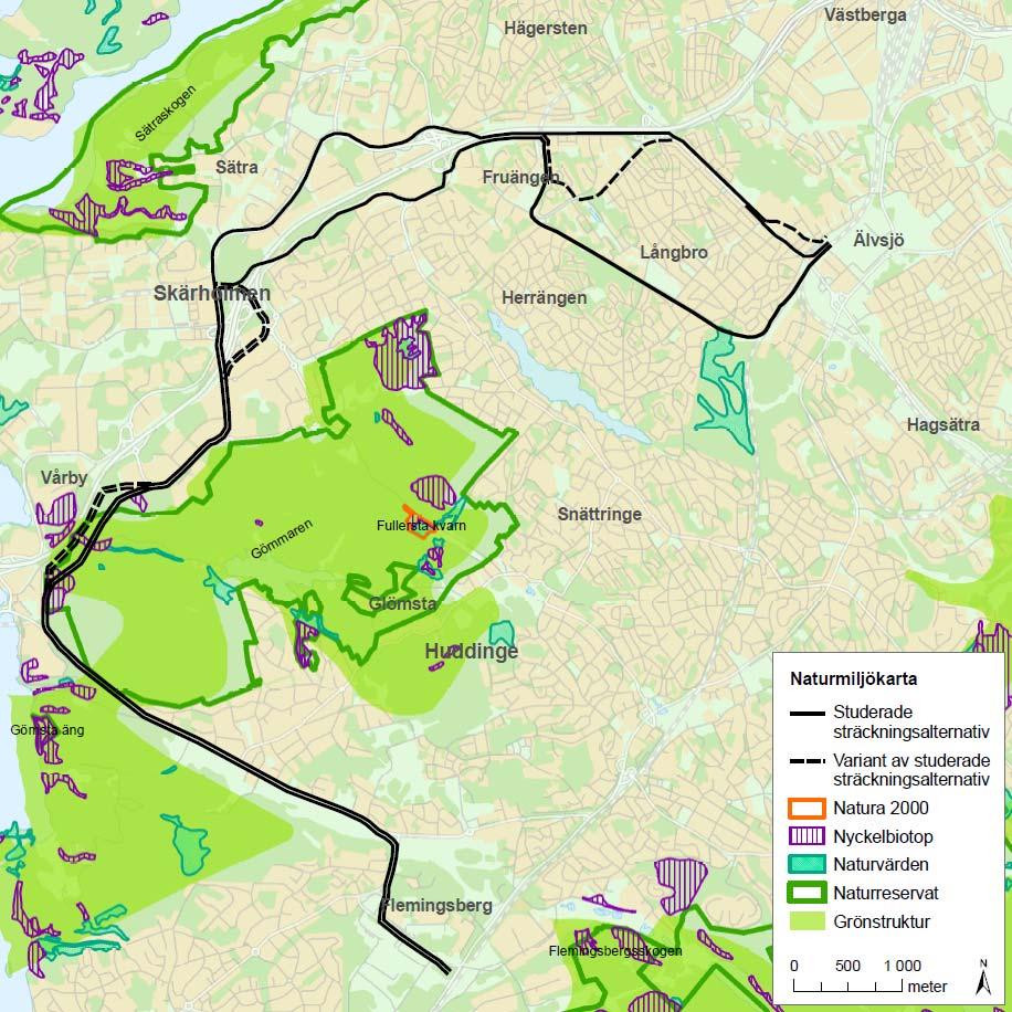 27(101) Figur 8 Visar viktig naturmiljö i utredningsområdet.