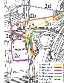 56(101) Varianter Smista Park Skärholmen Variant via Smista Park (öst) - Sätra - Björksätravägen - Skärholmen Spårvägen passerar E4/E20 på bro i höjd med Sätra centrum och går sedan i Skärholmsvägen