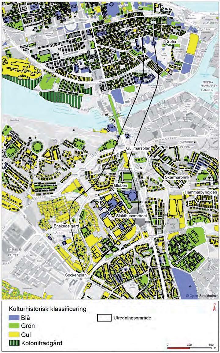 Natur och rekreation ekologisk betydelse med avseende på spridningszon (Den gröna promenadstaden). Utredningsområdet korsar detta område men tunnelbanan förväntas gå i tunnel under det.