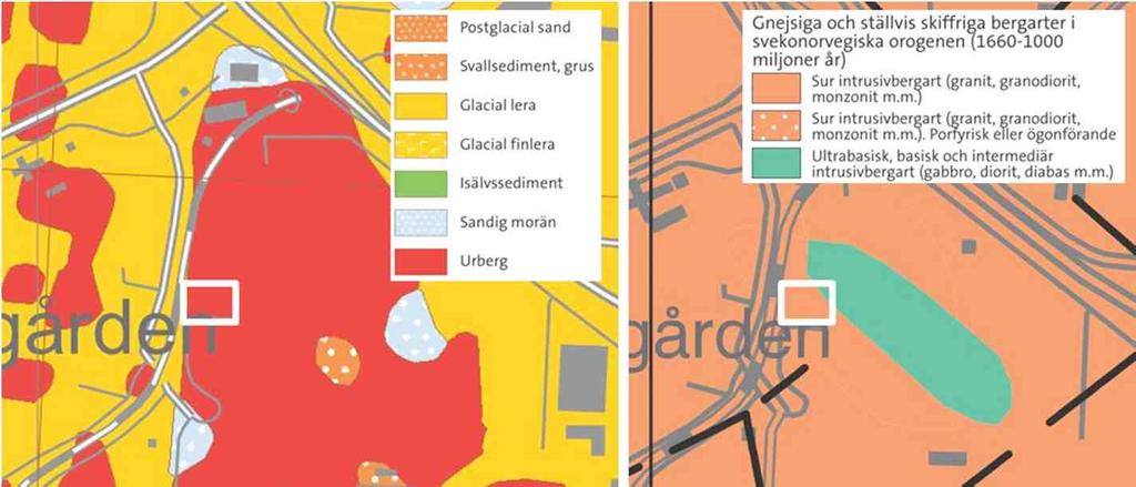 5 Topografi och geologi Området består av berg i dagen och tunt jordtäcke på berg (Figur 2 och Figur 3).