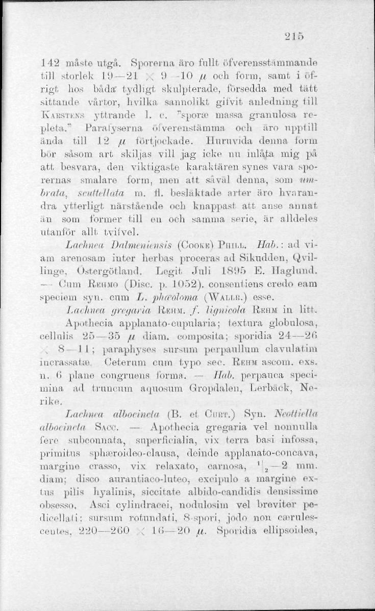 215 142 måste utgå. Sporerna äro ftilll överensstämmande till storlek tl> 21,, '.