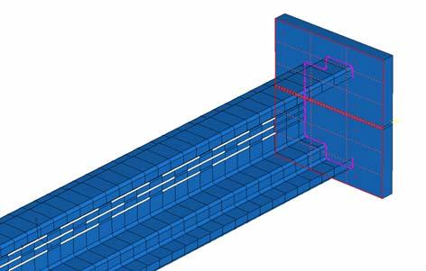 ends of one section. The section was structurally modelled as one part and the endplates was structurally modelled as one part. The steel stud was analysed with two different end boundary conditions.