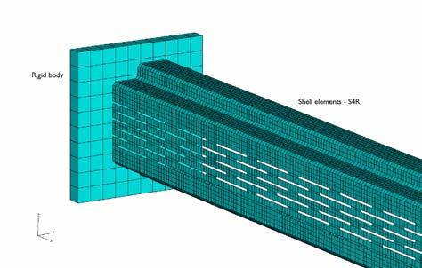 To resemble the test conditions for the end of the steel stud and to apply the load into the steel stud correctly a 87 mm long part of the stud s ends where modelled using a thickness of 10 mm.