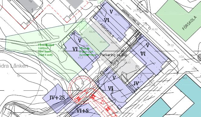 Fastpartner, se skiss nedan, föreslår att ca 55 lägenheter inom Allgunnen 7 ska upplåtas med bostadsrätt och ca 45 lägenheter och
