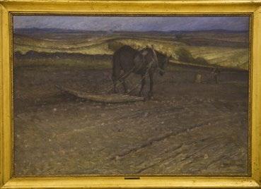 Tillsammans med en pedagog från museet tittar vi på Nils Kreugers landskapsmålningar. Kreuger tyckte mycket om att måla kustlandskap och djur som betar och arbetar.