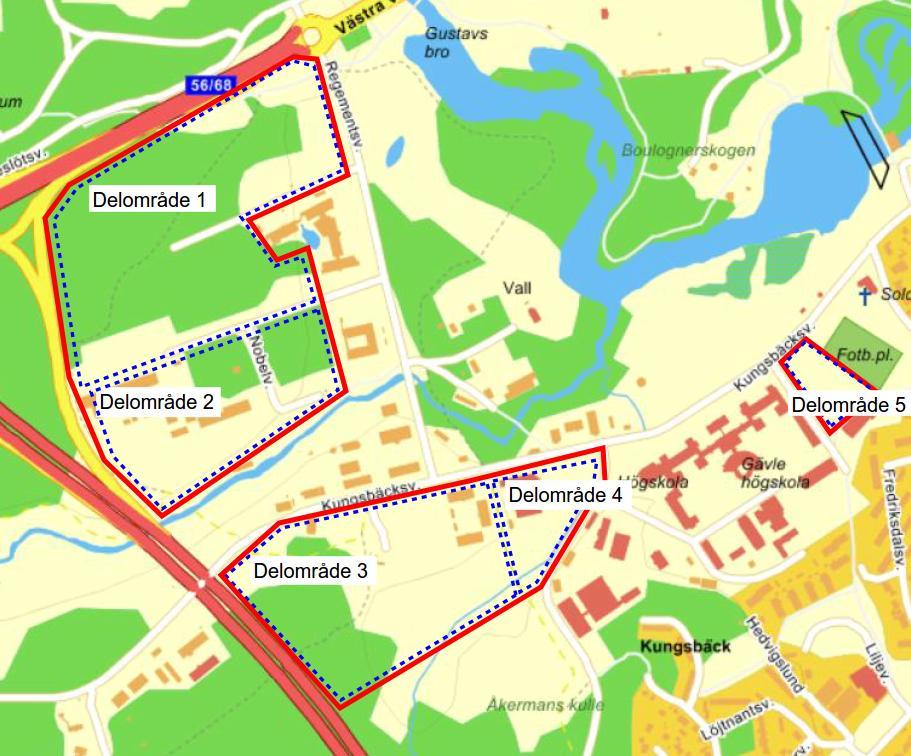 Rev. A Figur 2: Delmråden för beskrivning av markförhållandena inm undersökningsmrådena. 6.