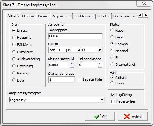 Laghantering i Equipe Uppdaterad 2014-09-15 Uppläggning på TDB I TDB lägger man upp lagklassen för sig men stänger den för anmälan. Ev.