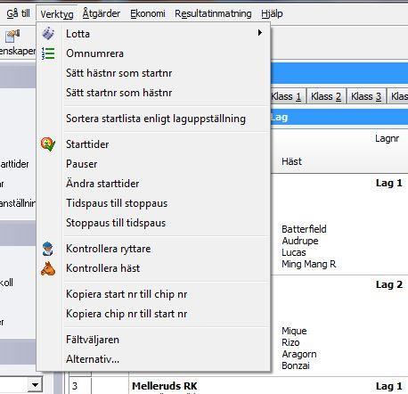 I denna klumn anges i vilken individuell klass ryttaren rider för laget.