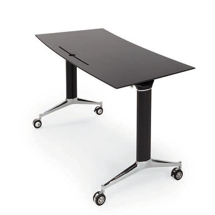 Fantastic Fliptop Standard. Fällbara bord, stativ i aluminium. Standard med fot i polerad aluminium och pelare i vit pulverlack.