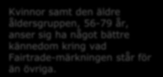bättre kännedom kring vad Fairtrade-märkningen står för än övriga.