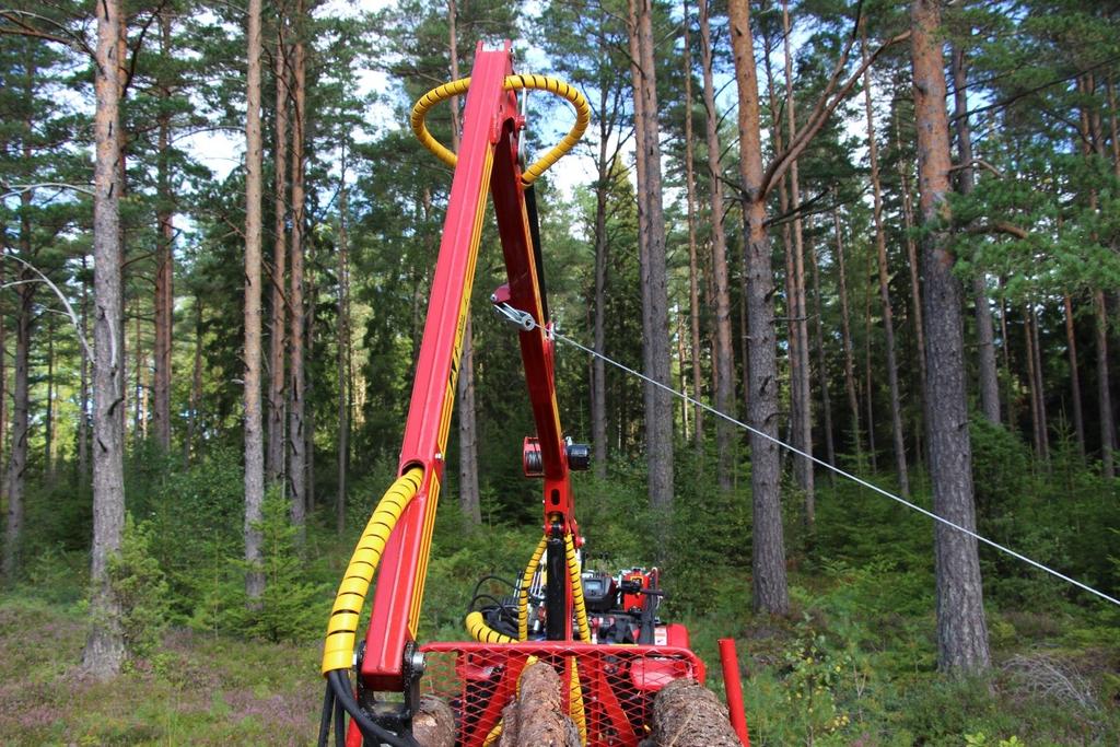 Set down support leg Drive out the crane as shown Start the remote control Start winch Använd