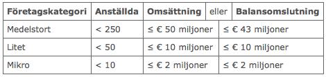 Begreppsdefinitioner SMF står för mikro-, små- och medelstora företag (liten affärsverksamhet).