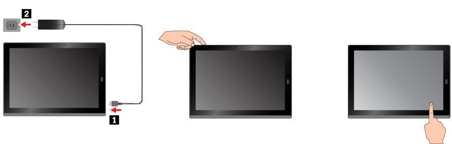 第 2 章 入门 学习基础知识, 开始使用您的 ThinkPad 平板电脑 按照各项说明设置平板电脑 使用多点触控式屏幕