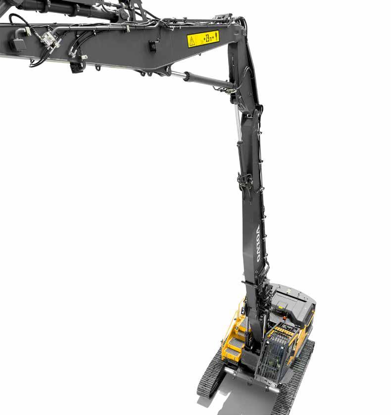 Modell Hög räckvidd (High Reach) Max. tapphöjd Max. verktygsvikt Medelhög räckvidd (Mid Reach) Max. tapphöjd Max. verktygsvikt EC380E 23 m 3 ton 15,3 m 4 ton EC480E 28 m 3.