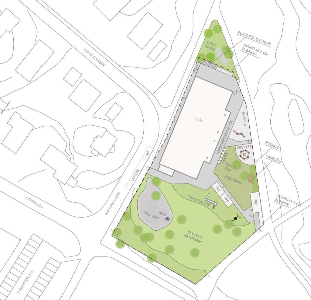 Sida 11 (20) Situationsplan för planerad förskoletomt.
