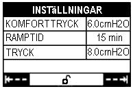 Steg 2: inställningar DreamStar Intro / Intro Evolve Den här sidan visas endast om rampen och/eller funktionen Pressure Alter har aktiverats av hemvårdsentreprenören.