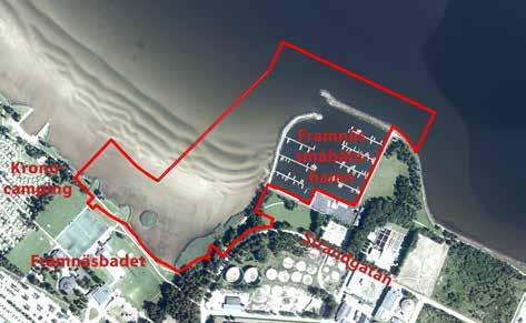 Planområdet gränsar till Strandgatan i öster och i söder utgörs plangränsen av nuvarande strandlinje nordost om Vänermuseet och