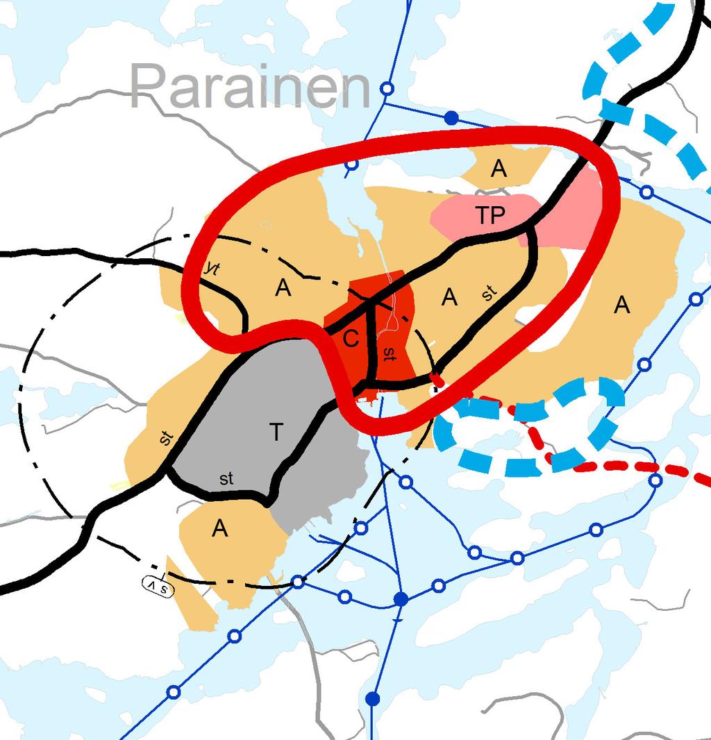 Utdrag ur landskapsplanen. Källa: Egentliga Finlands landskapsförbund 2013. Ote maakuntakaavasta. Lähde: Varsinais-Suomen liitto 2013.