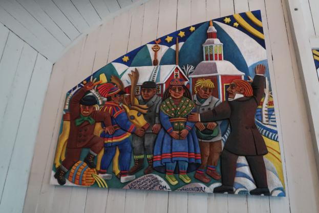 Bror Hjorts målningar i Jukkasjärvis kyrka.