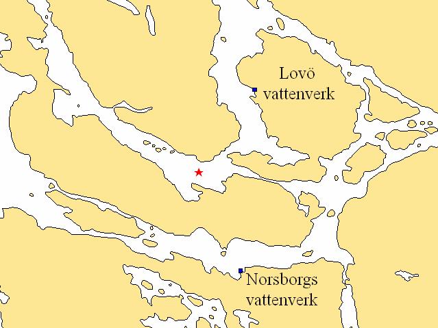 Anders Rimne Mörbyfjärden, ur vilken Lovö vattenverk tar sitt råvatten. Frekvensen för ledningsbrott och kraftigt läckage från spillvattenledningar är svår att uppskatta.