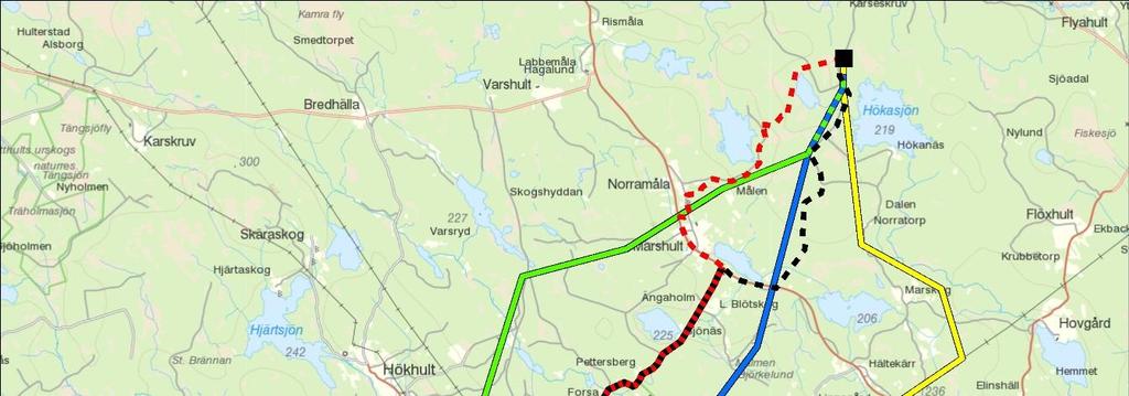 Figur 5. Sträckningsförslagen som omfattas av detta samråd.