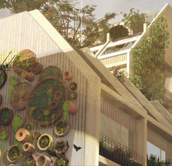 4 ( 10 ) Grön fasadvägg Biovägg blandning av växter och plats för