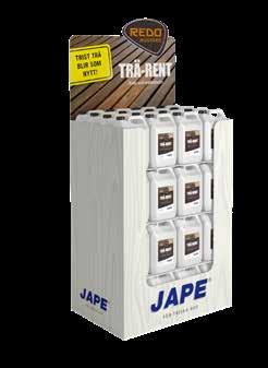 TRÄ-RENT REDO Trä-Rent Beställs komplett med produkter Trä-Rent 5 L 64 st 1 liter Användningsområden: För obehandlade eller oljade träytor utomhus som behöver rengöras, såsom trallgolv, utemöbler,