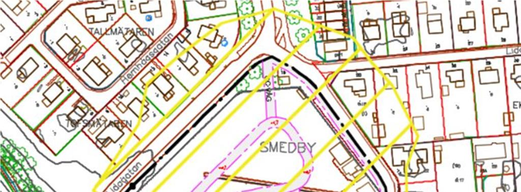 Figur 7-1 Begränsningslinje påverkan till följd av pålslagning I projekteringsskedet bör bedömning av omgivningspåverkan i det aktuella området tas fram baserad på då framtagen information om