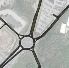 5.3.1 Jämförelse med scenario b Det extra körfältet i norrgående riktning på Stockholmsvägen gör det enklare att lämna cirkulationsplatsen vid denna frånfart via det inre körfältet.