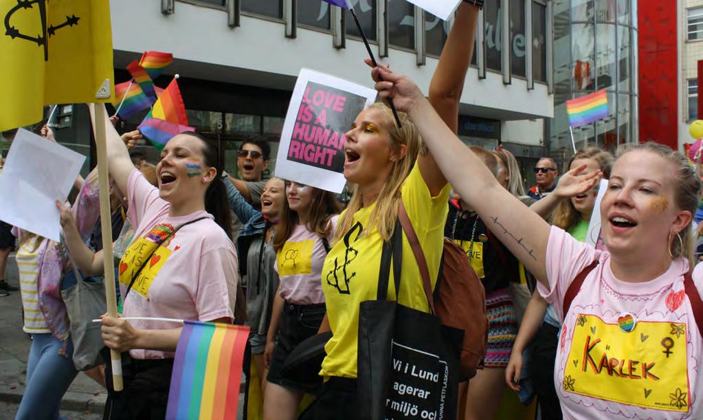 VERKSAMHETSBERÄTTELSE Prideparad i Malmö 2018. Amnesty International BRAVE MÄNNISKORÄTTS- FÖRSVARARE Kritiska röster tystas först, i en tid när de behövs som allra mest.