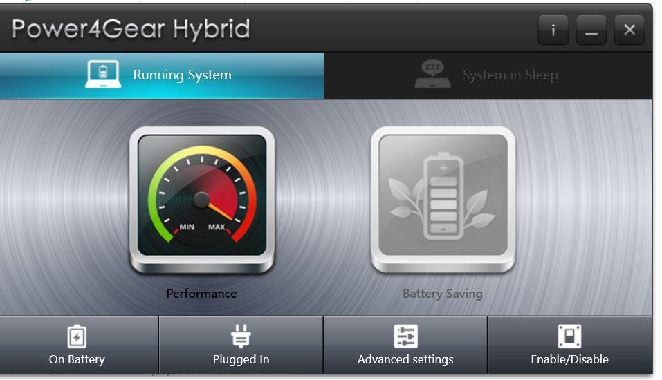 Systemkörning Detta alternativ ger dig möjlighet att aktivera följande energisparlägen på din bärbara dator. OBS! Som standard är datorn inställd på läget Performance (Prestanda).