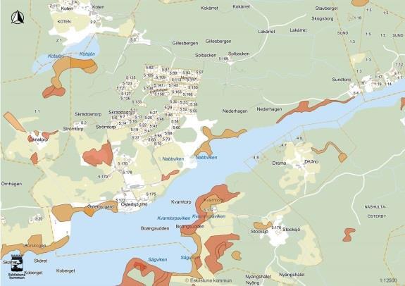 bebyggelse med hög prioritet för Va-utbyggnad i ÖP 2030. Ett mindre område utefter Näshultasjön, mellan bebyggelsen och strandkanten, är klassad som Naturvärdesobjekt.