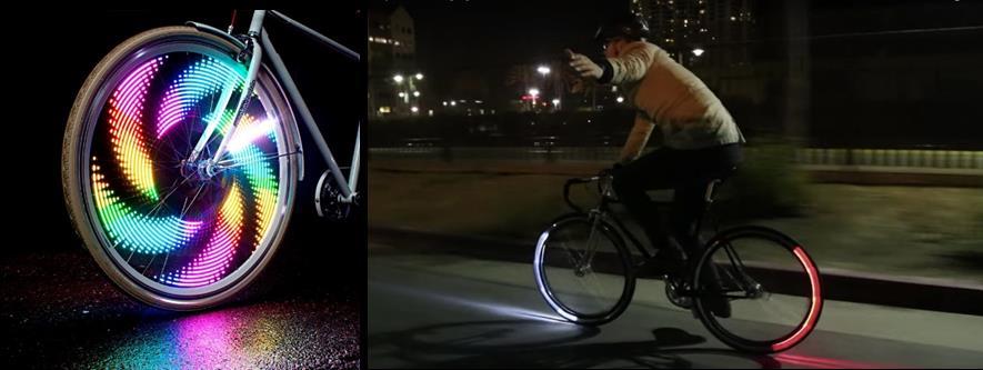 10 Figur 3-5 Lateral cykelbelysning som ökar visibilitet för cyklister vid korsningar och utfarten (vänsterbild: http://www.monkeylectric.com/ och högerbild: https://www.engadget.