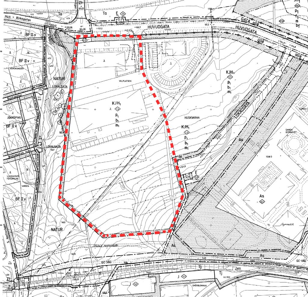 2.1 Beskrivning av området Valplatsen ligger i västra Huskvarna inom ett kontor-, industri- och handelsområde med stora öppna ytor.