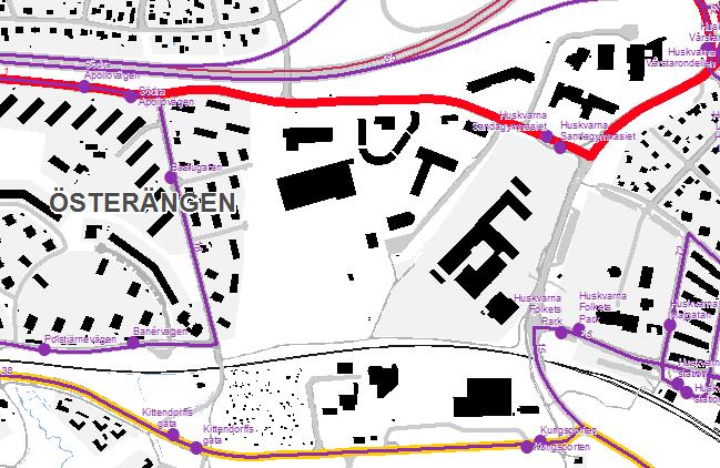 400 meter från stombusslinje 1.