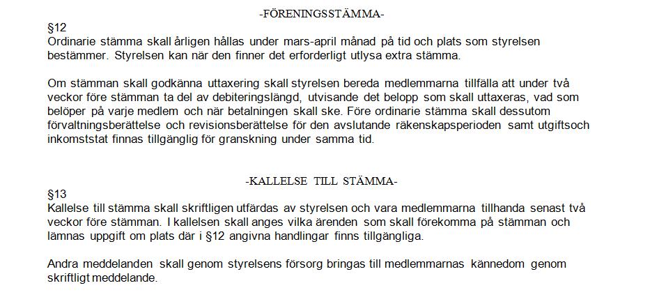 Kallelse till stämman Medlemmarna blev kallade onsdagen den 6 mars genom: kallelse i brevlåda samt genom