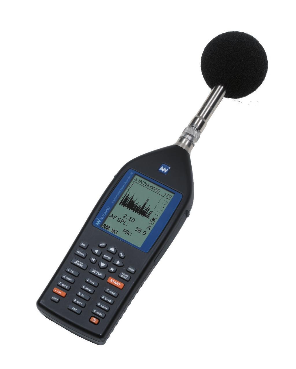Nor139 Klass 1 ljudnivåmätare främst avsedd för mer avancerad loggande ljudmätning med ljudinspelning, marker och