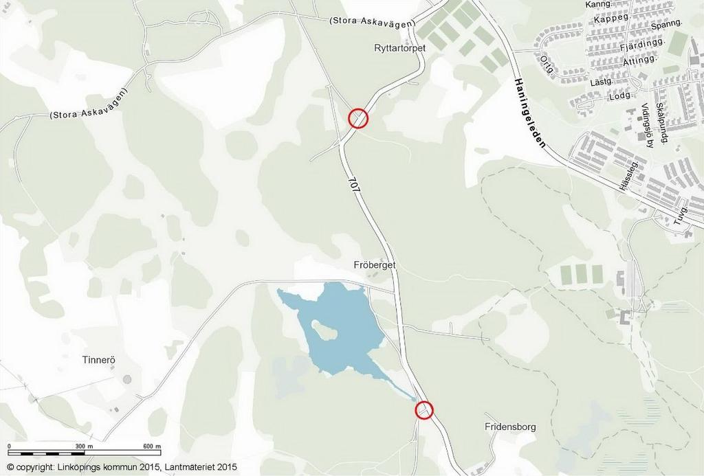 Ullstämmaskogarna (se bild 1 och 2). Bild 1. Grönt markerade leder är felande länkar där nya ridstigar ska tas fram.