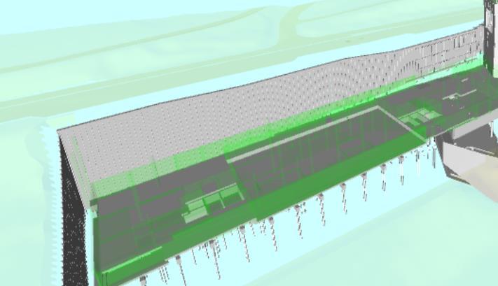 Figur 10 Till skillnad mot ett aktivitetssträck i en produktionstidplan får man genom en 4Dsimulering en visuell bild av arbetsytor och hur de ändras över tid.