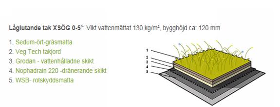 Sida 12 (14) Sedumtak som fördröjning Uppsala vatten förordar att rena och fördröja takvatten med grönatak (sedumtak) som anläggs med en tjocklek på 120mm.