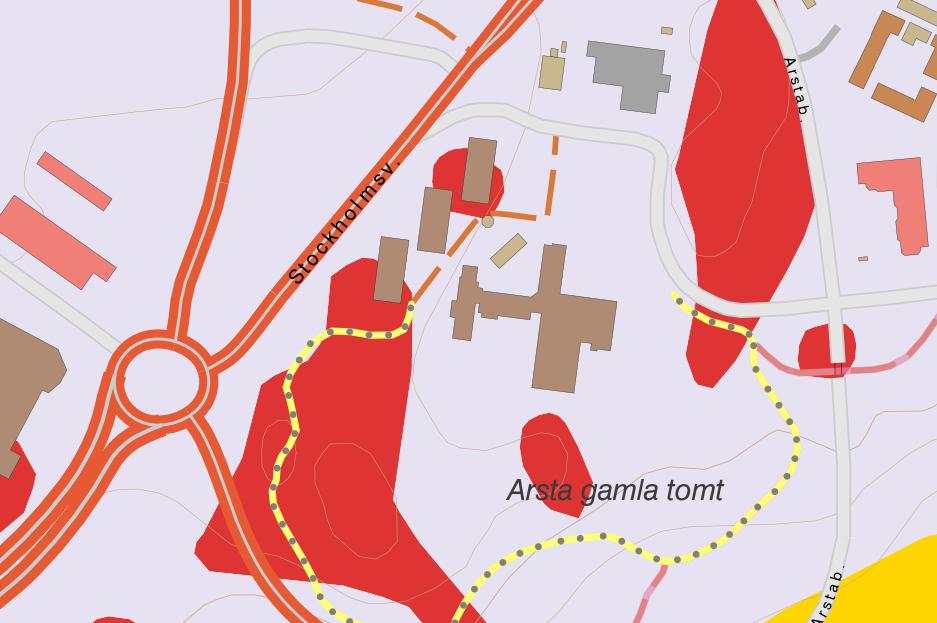 Figur 3 Jordartskarta från SGU. Fastighetsgränsen är markerad med svart linje. 2.3.3 Befintlig avvattning och dagvattenledningssytem En vattendelare går genom området (Figur 4) som delar upp avrinningen åt två håll.