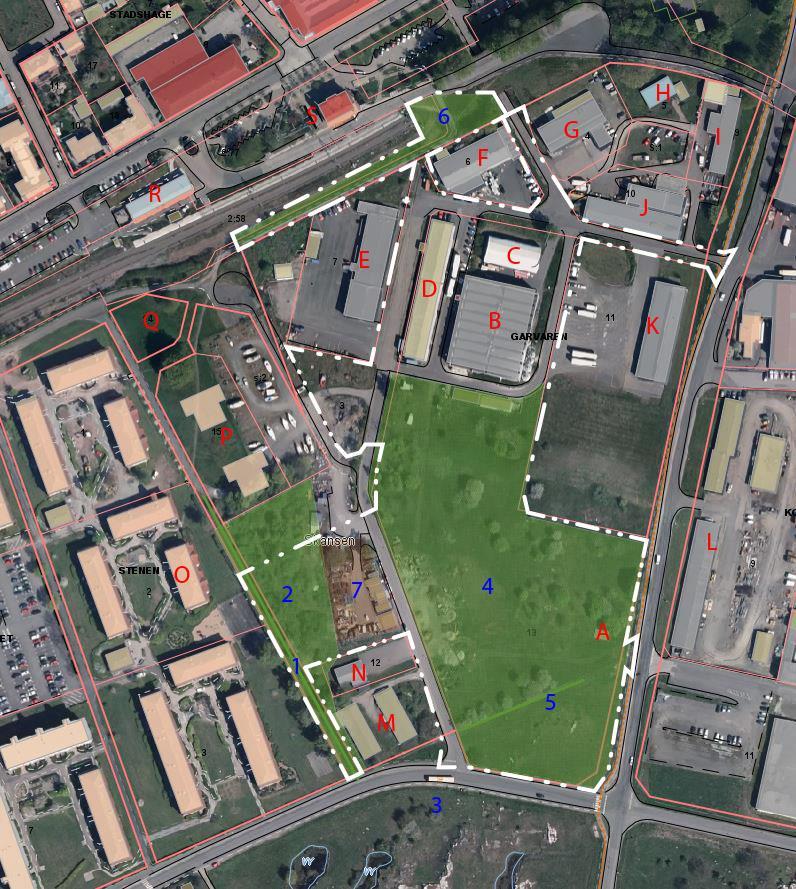 Befintlig markanvändning och bebyggelse Markanvändning inom planområdet I planområdets västra gräns (1) finns en klippt gångstig som leder genom uppvuxen vegetation (2).