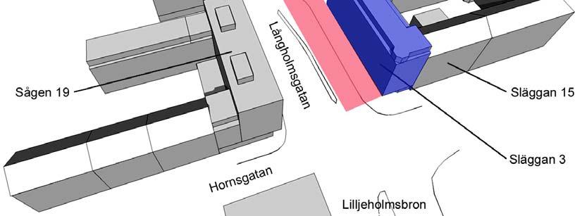 Ytorna för handel inom Bulten 19 och Sågen 19 blir ca 15 000 kvm BTA, vilket är jämförbart med Västermalmsgallerian. Området idag. Rött område ägs av staden. Blå fastighet är en tomträtt.