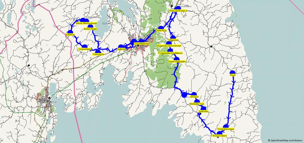 2017-08-10 21:12:32 Karta för Tur 8525 M - F Fordon 8565 Skolbuss 6 8525 6.50 8.30 Örrud - Grimbråtenvägen - Ölserud Litsbol - Garboden - Botilsäter Torp - Järnerud - Järnerudsvägen 7.