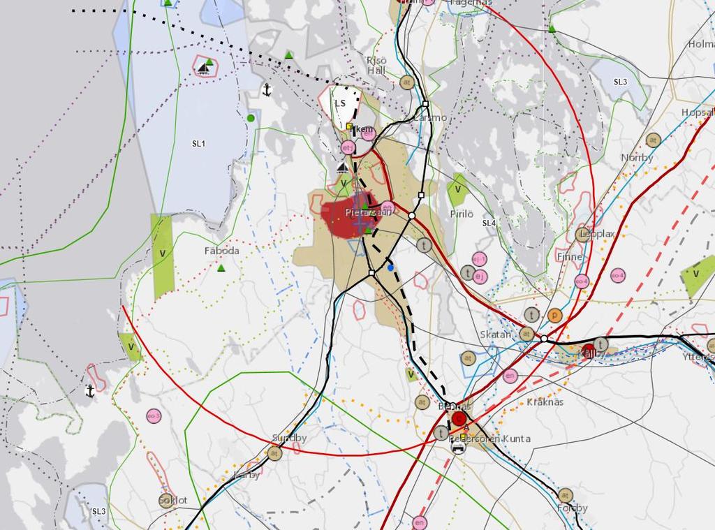 7 4. Planeringssituation 4.1 Riksomfattande mål för områdesanvändningen Statsrådets beslut om riksomfattande mål för områdesanvändningen trädde i kraft 1.6.2001. Målen har reviderats till vissa delar.