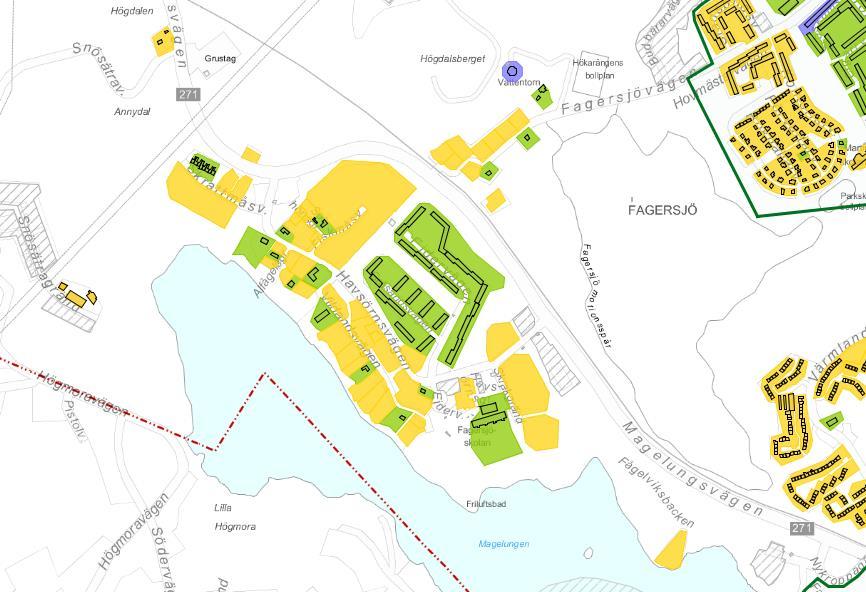 Sida 8 (9) Kollektivtrafiken i Fagersjö är i dagsläget bristfällig. Nya bostäder i området ska bidra till att öka möjligheten till en förbättrad kollektivtrafik.