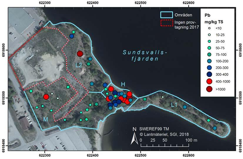 Riskbilden baserad på totalhalter Pb i jord (0-20 cm) >MKM