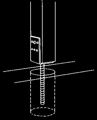 Bolt holes: Ø 8,5 mm 250 34 Stolpsko typ L Typ L används för ingjutning i betong vid infästning av trästolpar.